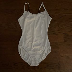 Mirella size medium white leotard, seams and double lining down the front